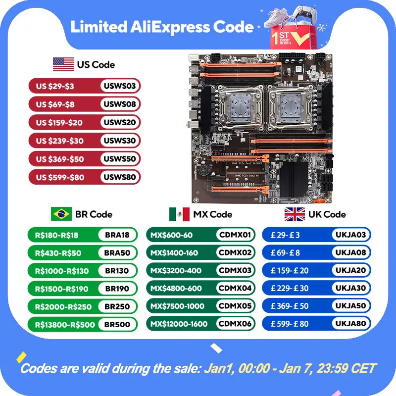 X99 듀얼 CPU 서버 마더보드 E-ATX 제온 프로세서 슬롯 2011-3 M.2 LGA 2011 V3 E-ATX USB3.0 SATA3 8 DIMM DDR4 