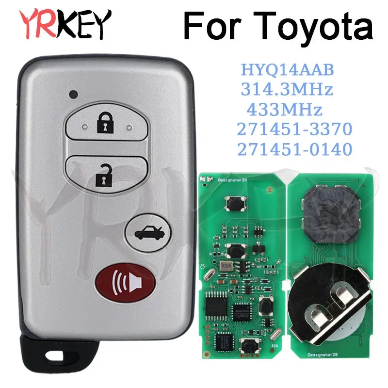 Car Key for Toyota Camry Corolla Avalon 2007-2014 HYQ14AAB 271451-0140, 271451-3370 Auto Smart Remote Control Key Fob 4 Buttons