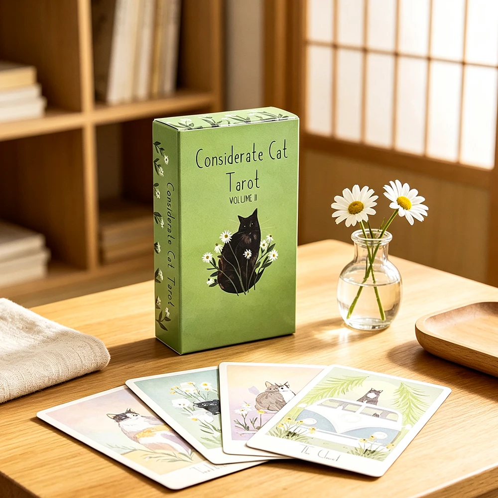 Considerate Cat Tarot Cards Family Leisure Entertainment Cards Game Divination Board Playing Game,Halloween and Christmas Gifts