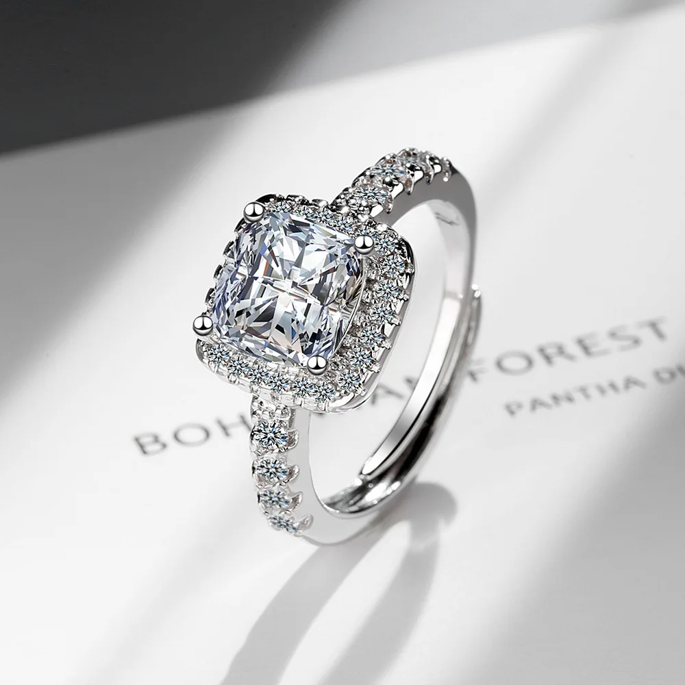 Anillos de compromiso ajustables de plata de ley 925 con circonita para mujer, joyería elegante para boda, accesorios para mujer, regalos R390