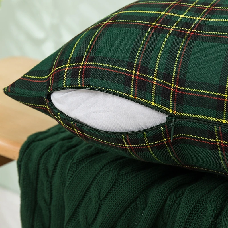 1/2pcs Christmas Gift Plaid Throw Pillow Covers Scottish Tartan Winter Farmhouse Buffalo Check Cushion Cover 30x50cm 45x45cm