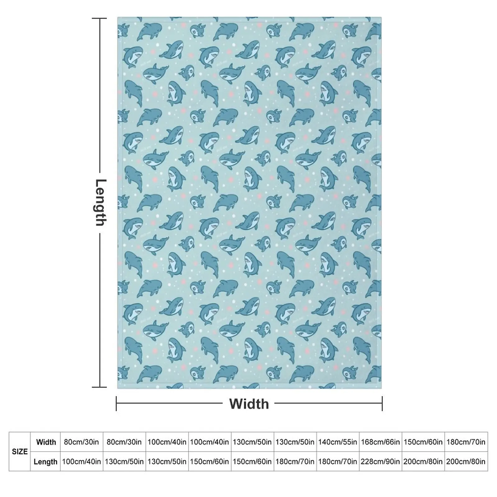 Brucie Blahaj shark under the sea pattern (Teal) Throw Blanket Bed Luxury Designer Blankets