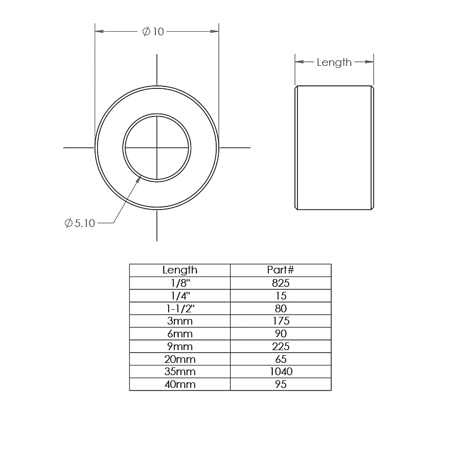 Openbuilds Aluminum Spacers M5 Isolation Column Bore 5.1mm Diameter 10mm Aluminum Alloy Flat Gasket Trap 3D Printer Parts