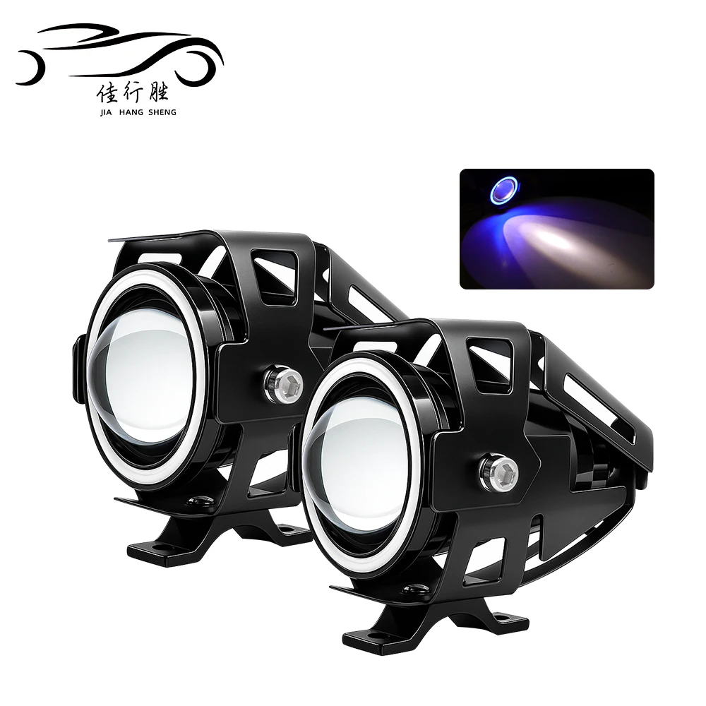 2PCS LED Auxiliary Red White Blue Yellow Motorcycle Headlight Universal U7 Mini Driving Lamp Motorcycle Bicycle Lamp Accessories