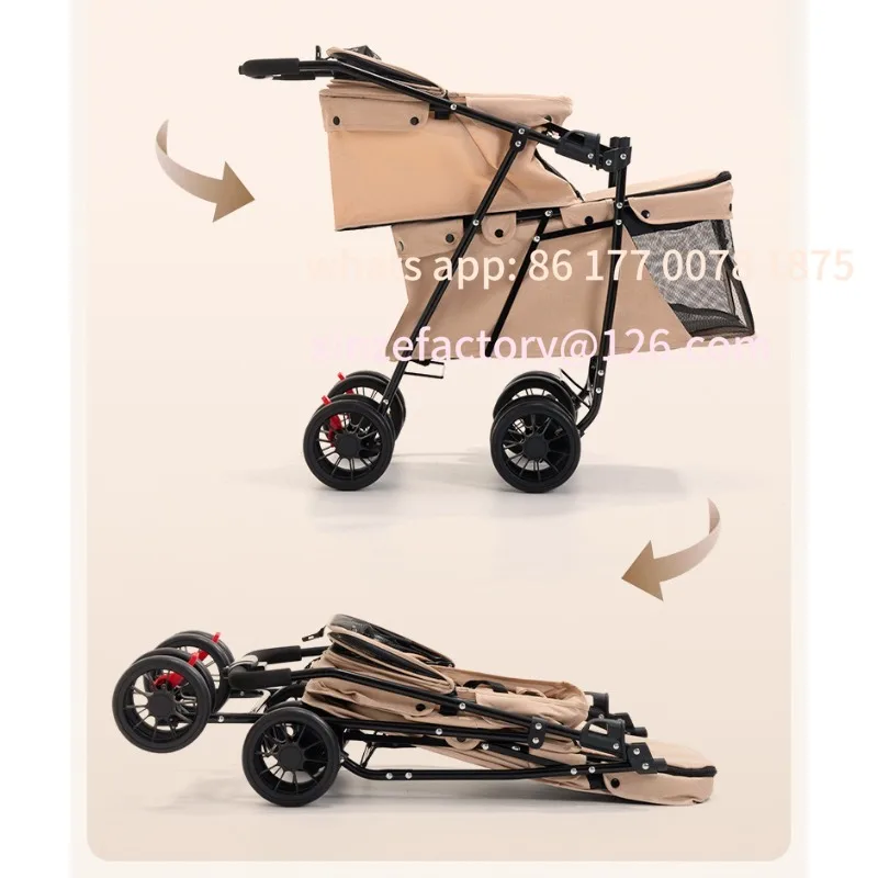 Customizable Double Pet Stroller  One-Hand Folding Dog Stroller for Small Medium Dogs Cats Travel 24KG Max Pet Carrier Cat