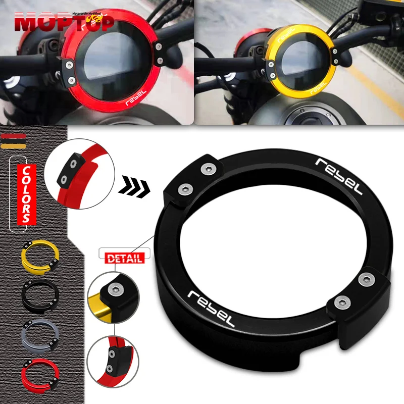 

Motorcycle CNC Speedometer Gauge Instrument Meter Ring Cover Guard For Honda rebel 500 rebel 300 Rebel CMX300 CMX500 2017-2023