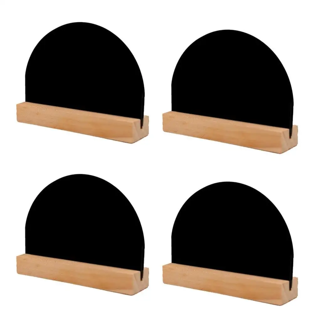 2/3 4x Removable Mini Wood Double Sided Blackboard Half-round Message Board+Base