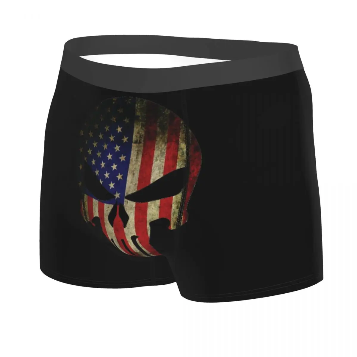 Custom Skull Punisher Underwear Men Print United States Flag Boxer Shorts Panties Briefs Soft Underpants