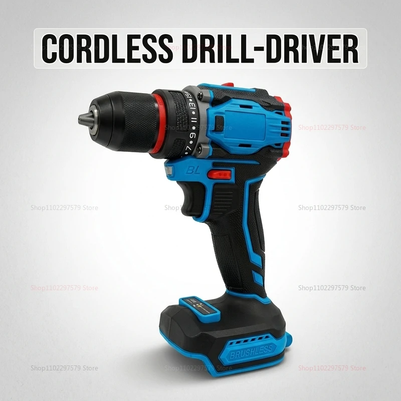 18V Brushless Cordless Electric Drill and Screwdriver Impact Power Tool for Home Garage DIY Projects No Battery Included
