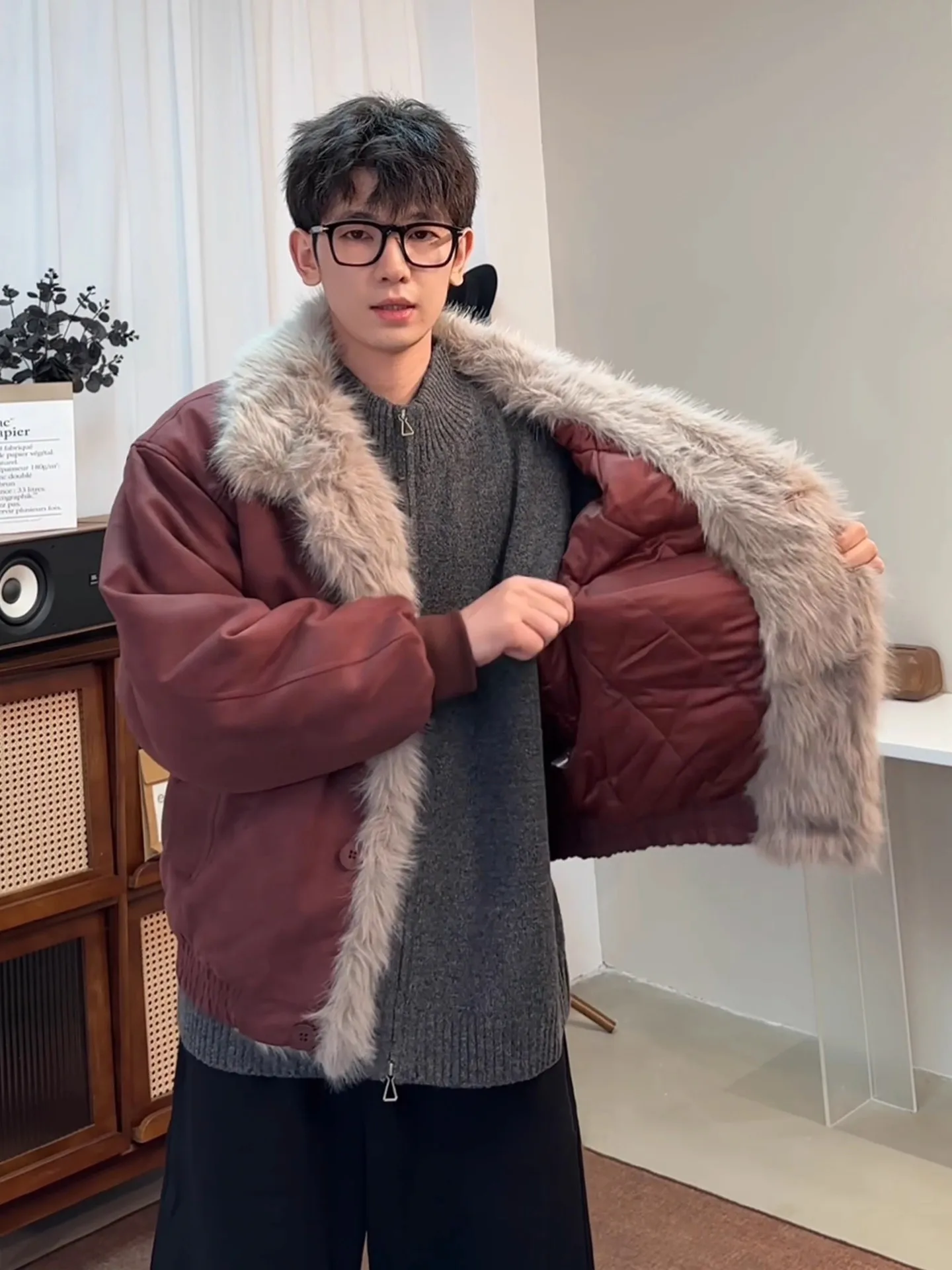 

Мужская зимняя утепленная хлопковая куртка Mountain Eagle цвета красного вина с меховой подкладкой, молодежная, теплая, с отличной теплоизоляцией