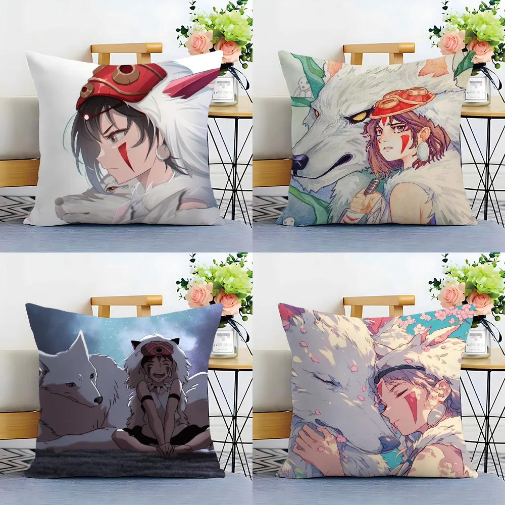 Anime P-PrincesS M-Mononoke Pillow Case Plush Fabric Soft  Pillowcase Double Sided Print Cushion Cover Household Gifts