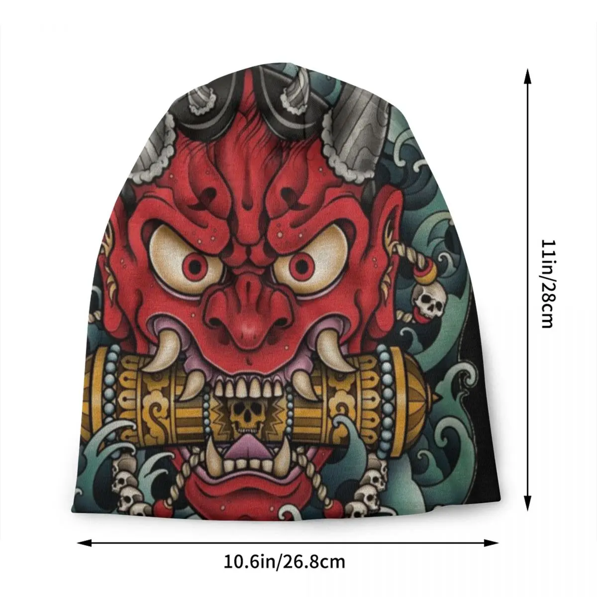 Oni Japan Samurai Demon Bonnet Hat Knitted Hat Men Women Fashion Unisex Horror Hannya Warm Winter Beanies Cap