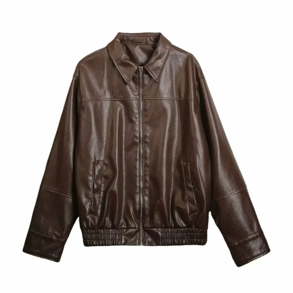 Giacca bomber da donna in similpelle stile europeo e americano Capispalla alla moda per donna