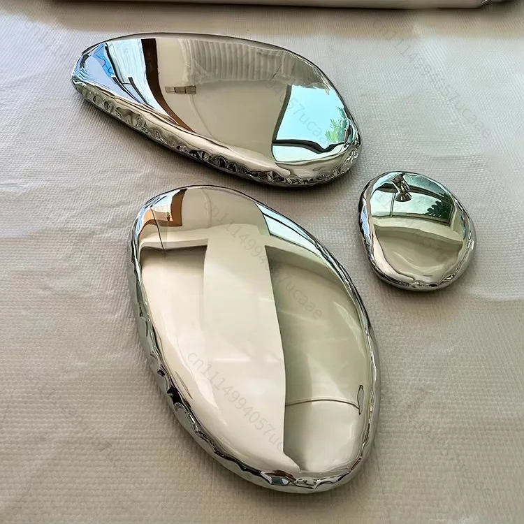 Modern Stainless Steel Bubbles Stainless Steel Polished Stones Cobblestone Sculpture Metal Stainless Steel Pebbles Metal Stones