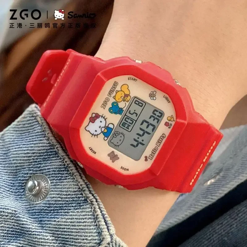 ZGOxSanrio Series Hellokitty Watch Red Student Women's Electronic Watches Gifts Kids