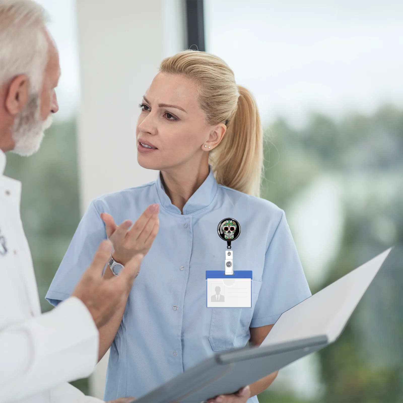 

Halloween Skeleton Keychain ID Card Cover Passport Cellphone USB Badge Holder Key Ring Neck Accessories