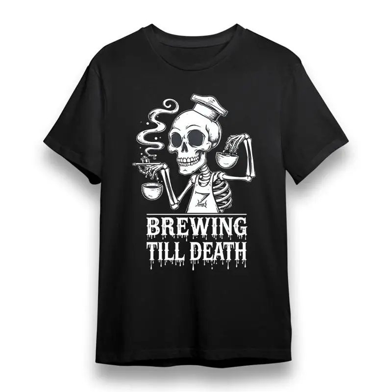 

Men'S T Shirt With Brewing Till Death Black 100 Cotton