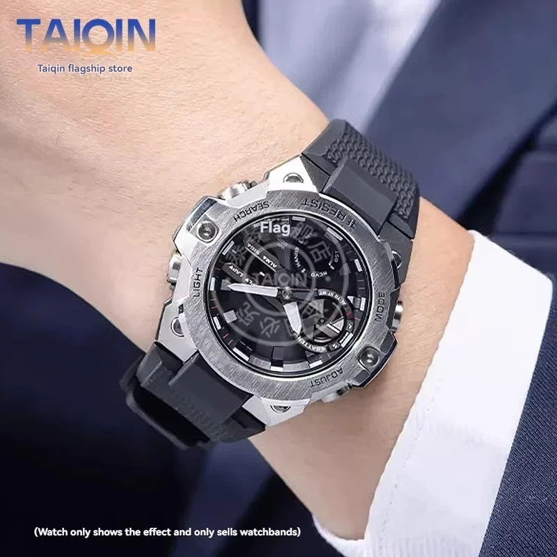 عالية الجودة سيليكون حزام ل كاسيو G-SHOCK GST-B400 الراتنج حزام ساعة اليد GSTB400 الرجال سوار الرياضة مطاط مقاوم للمياه حزام الساعات