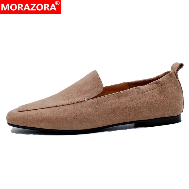 MORAZORA 2024 New Suede Women Flats Slip On Spring Summer Ladies Boat Shoes Fashion Comfortable Flat Shoes Loafers