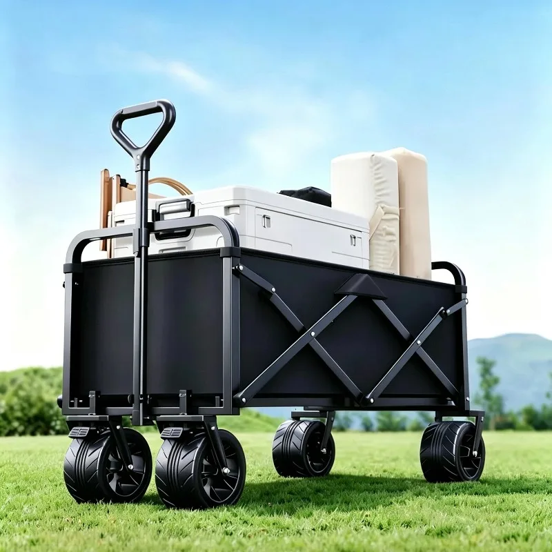Camping trolley foldable outdoor picnic camping trip camping car portable pickup courier children reclining trailer
