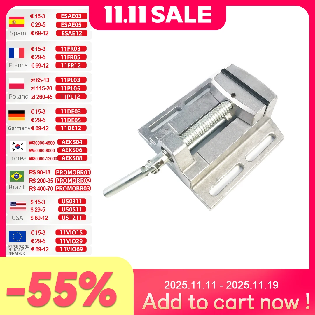 

ALLSOME BG-6258 Aluminum Drill Press Vise Flat Pliers Mini Drill Chuck Multi Tool Manual Clamp HT2836