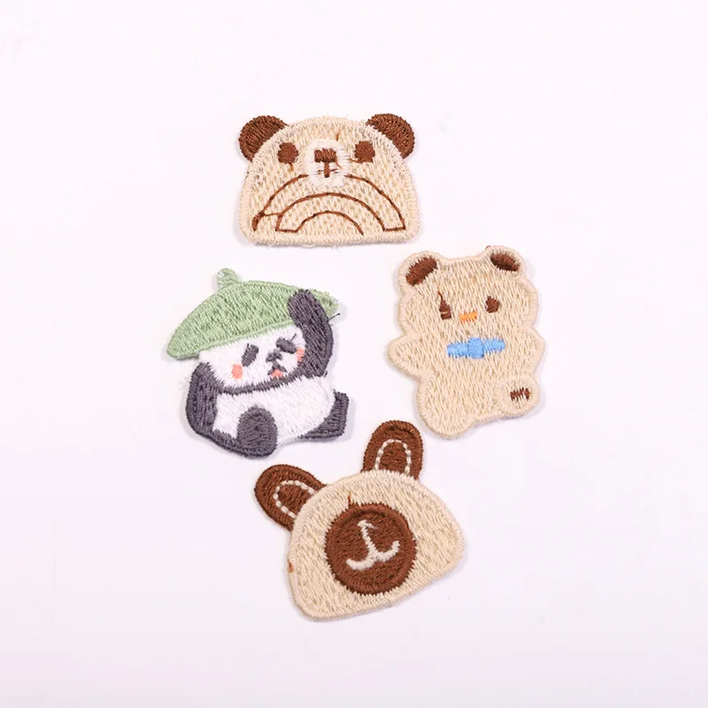 Piezas de parche de animales de oso Panda, accesorios de bolsa de zapatos, horquilla, pegatinas de dibujos animados, decoración, bricolaje, al por mayor, 4 piezas