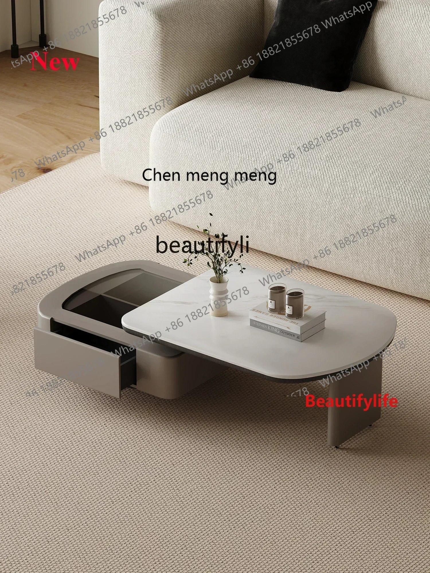 ss cn8350 New Arrivals Silent Style Microlite Rotating Coffee Table Living Room Italian Minimalist Special-Shaped High Sense S83