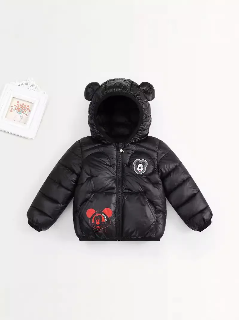 Mickey Mouse Down Coat For Children 2024 Winter Baby Boys Girls Cartoon Thicken Warm Down Jackets Kids Clothes Hooded Outerwear