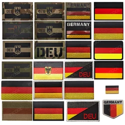 Germany Flag Embroidered DEU Reflective Infrared IR Patch Deutschland German Armband PVC Rubber Badge Appliques For Cap Backpack