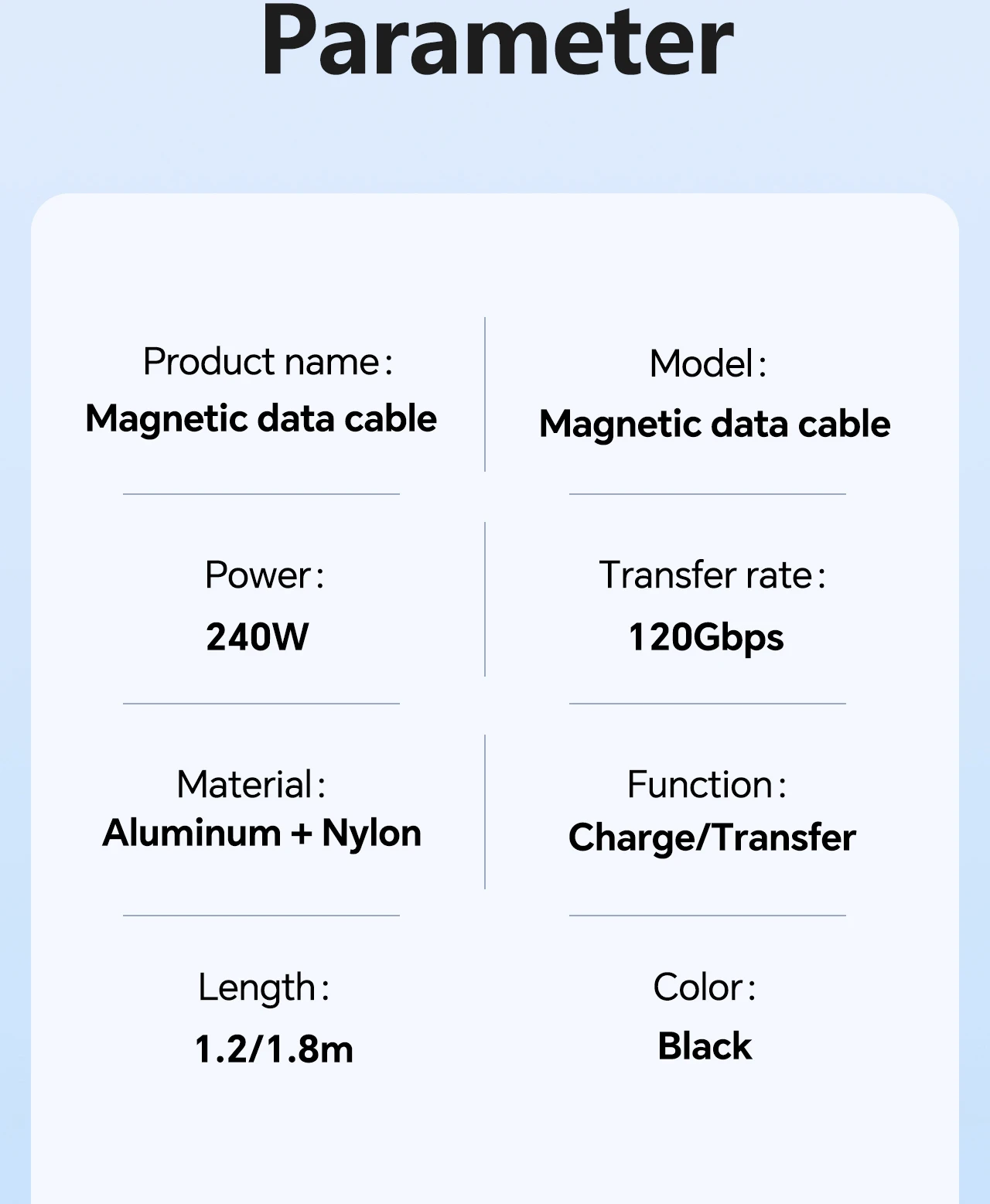 Boxiang Magnetic Plug 240W 48V5A Magnetic USB-C Cable PD3.1Fast Charge 120Gbps High Speed Data Sync Dual Use Type C Charger Wire