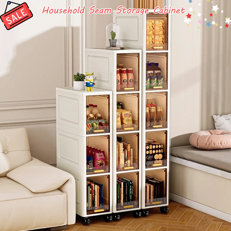 

Home Bedroom Multi-Layer Dustproof Clothes Storage Rack Living Room Clip Snacks Toys Shelf with Wheels Storage Cabinet