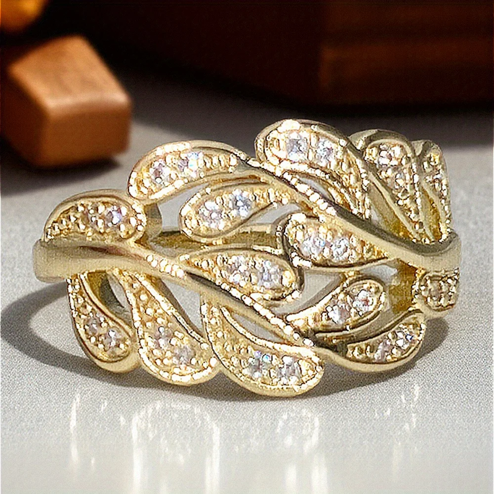 1pc Exquisite Minimalist Leaf Ring Bride Engagement Commitment Wedding Anniversary Birthstone Ring Girl Student Cute Ring Fashion Woman High Quality Jewelry Valentine's Day Christmas Gifts Everyday Casual Jewelry The Best Gift for Her Christmas Present