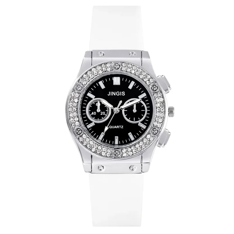 Montres à quartz en silicone pour hommes et femmes, montres-bracelets en diamant pour femmes, horloge décontractée pour couples, marque luxueuse, 2024