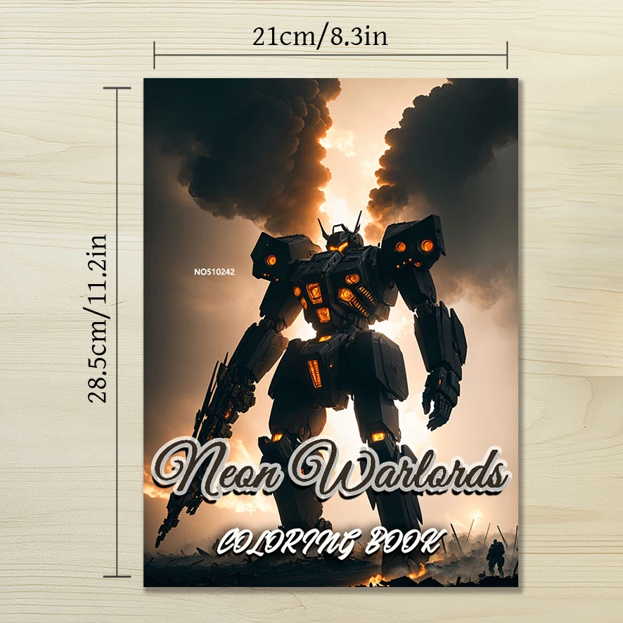 Neon Warlords Coloring Book - 8.3x 11.2 Inch 22 Page Coloring Book - Helps Reduce Stress and Ease Emotions