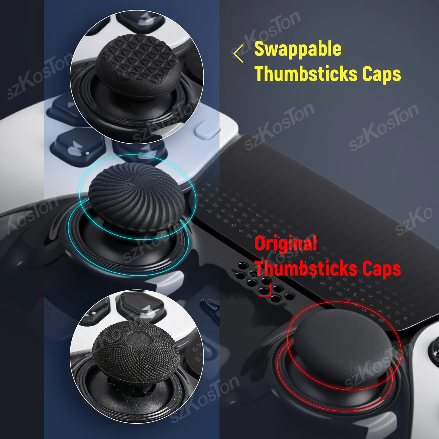 For PS5 PS4 Controller Replacement Thumbstick Caps for Switch Pro Xbox Series S/X Analog Joystick Grips Button Cover Repair Set view 2