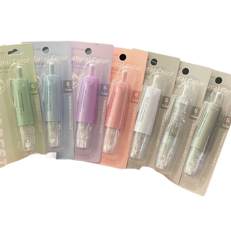 5mm*6m Press Type Replaceable Core Large Capacity Correction Tape Kawaii Transparent Shell for School Student Office Kids Gifts
