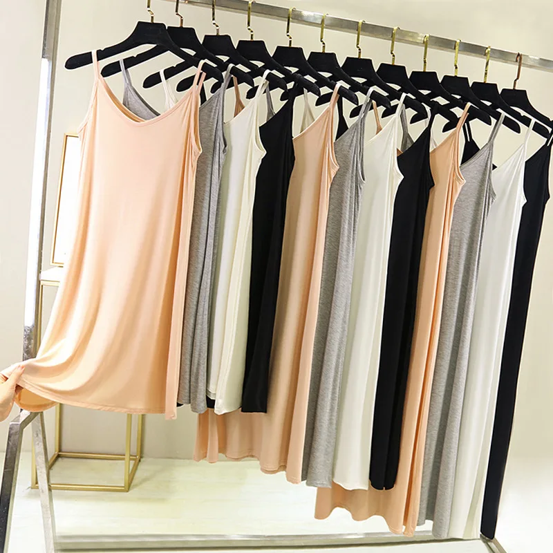 woman Modal camisole dresses summer women's inner layer underskirt summer thin and sexy nightgown solid color sleeveless dress