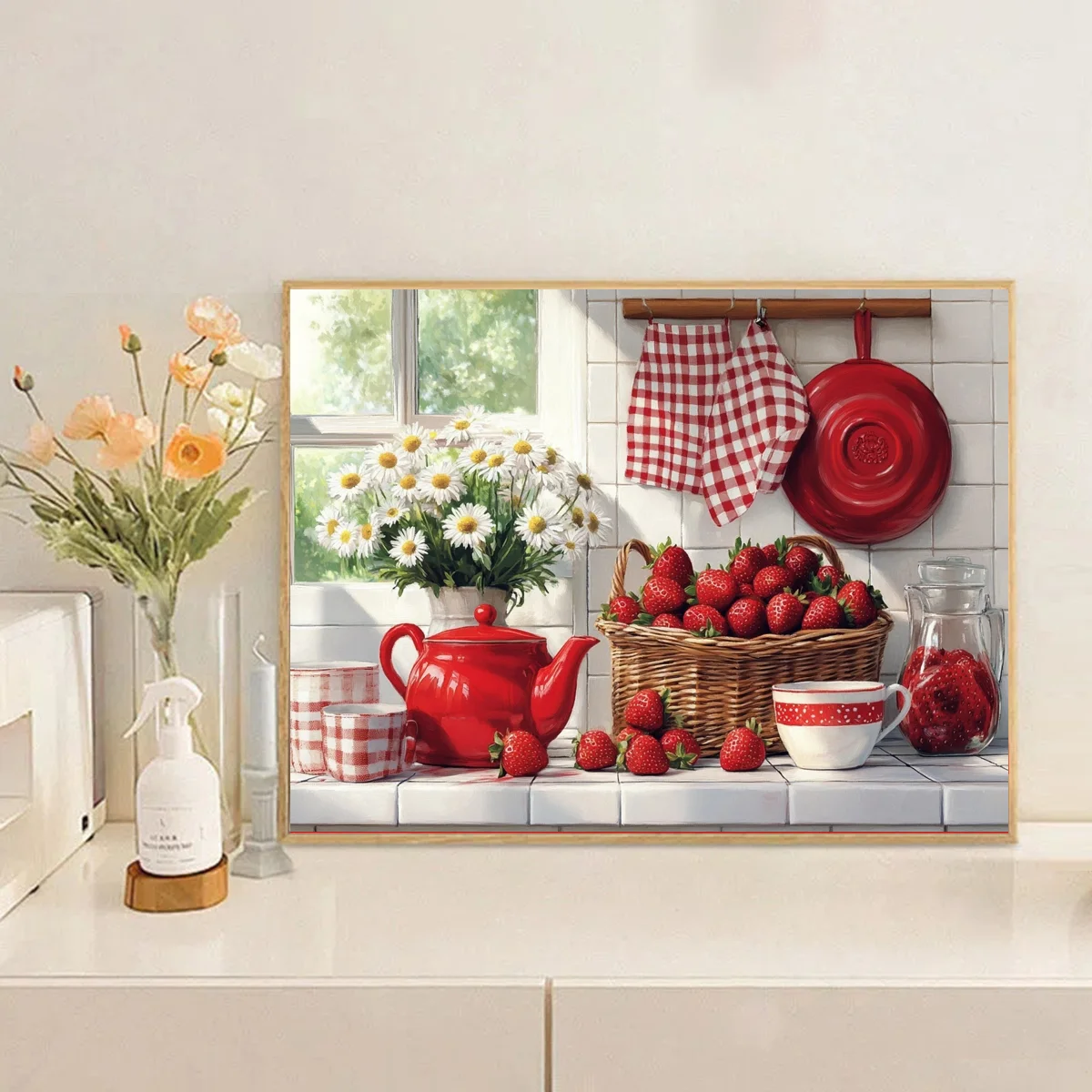 1PC Frameless 30X40cm/ 11.8x15.7-inch 11CT/14CT Printed Cross-Stitch DIY Set, Red Tableware, Suitable for Adult Beginners