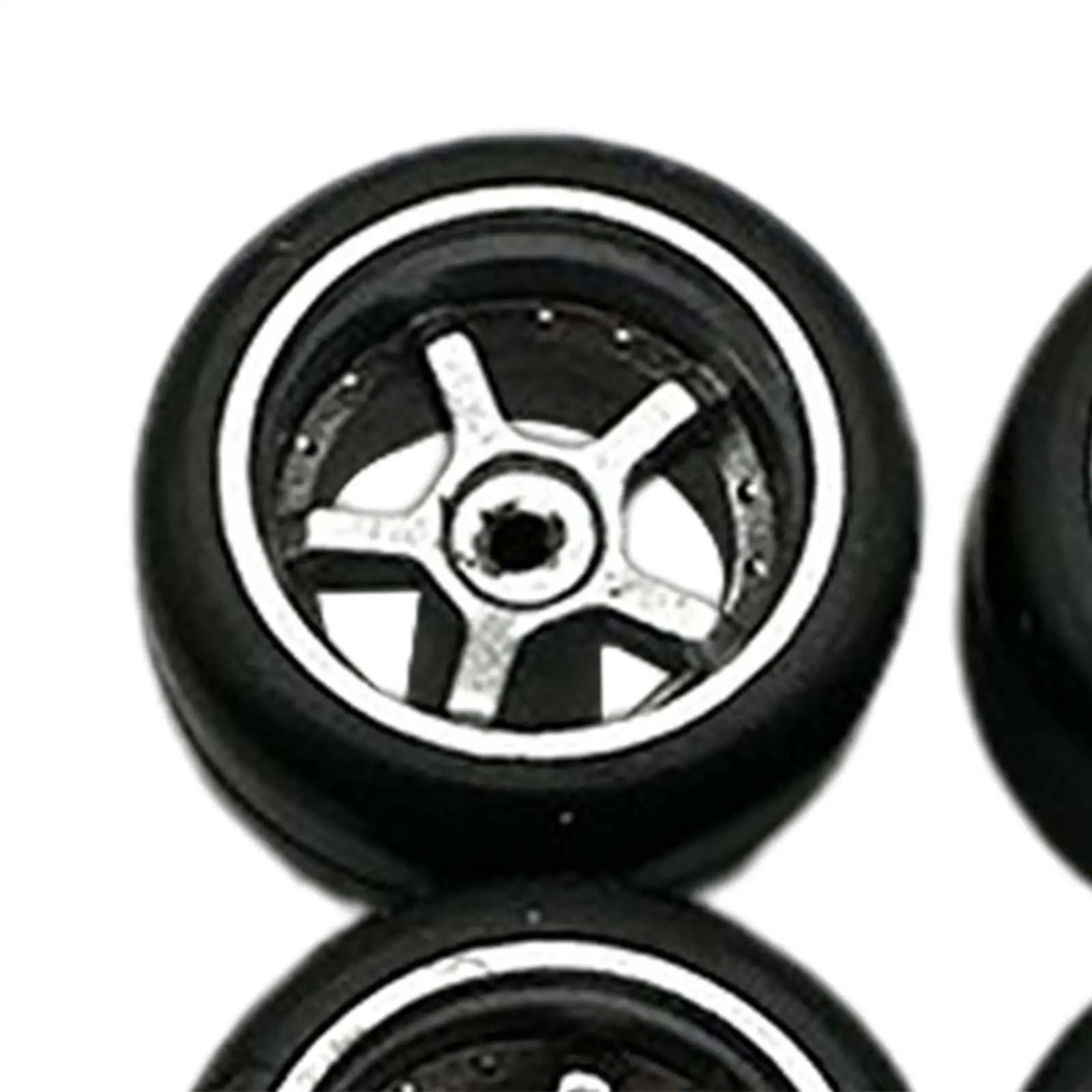 4x RC Wheels and Tires Replacement Easy Installation Axle Wheels Model RC Car Tires RC Part for 1:64 RC Crawler Car Accessory