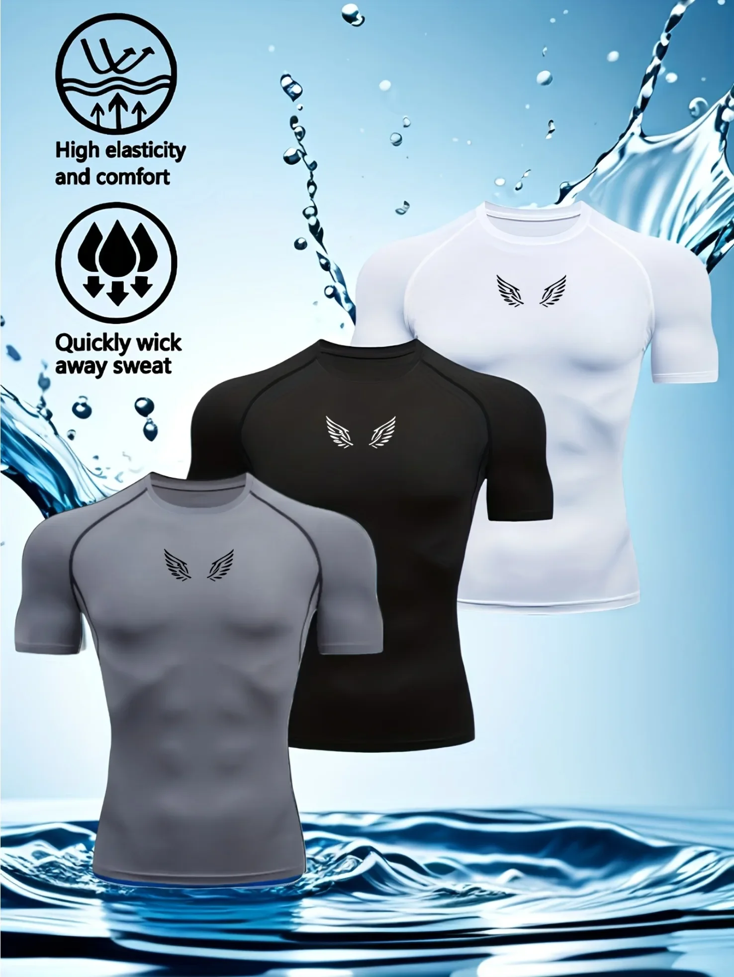Triplet Men's Compression Printed T Shirt Summer Sportswear Running T-shirt Elastic Quick Dry Sport Gym Fitness TShirts Men