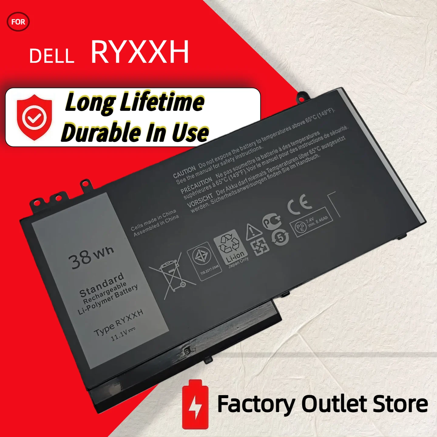 Wholesale And Retail❗❗❗ RYXXH Laptop Battery For Dell Latitude 12 5000 11 3150 3160 3550 E5250 E5450 E5550  24 months Warranty