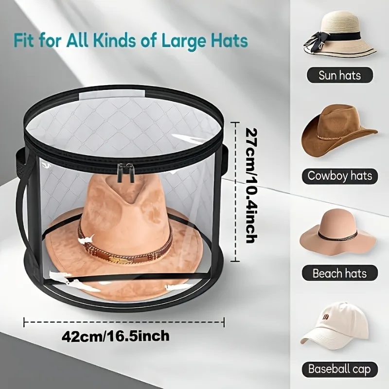 1 Pcs Large Hat Storage Box - Foldable Non-woven Fabric Accessory Storage Box Reinforced Handle Suitable Multiple types of hats