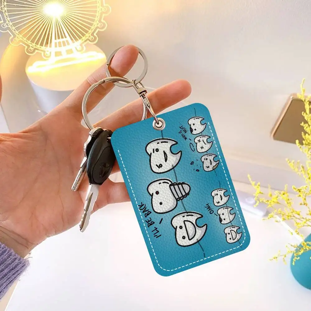 The Dentist Tooth 1Pc Access Card Case Leather Card Holder Keychain Key Ring Door Access Tags ID Card Case Keychain