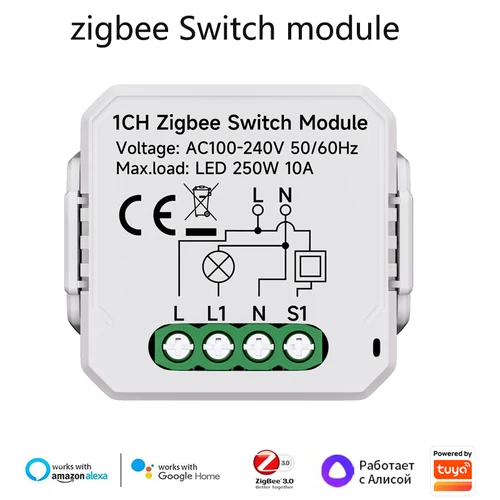 Imagen 2 del producto Módulo de interruptor inteligente Tuya Zigbee, interruptor de 1/2/3/4 entradas, Mini interruptor inteligente, Control de vida inteligente con Alexa, Google Home y Alice