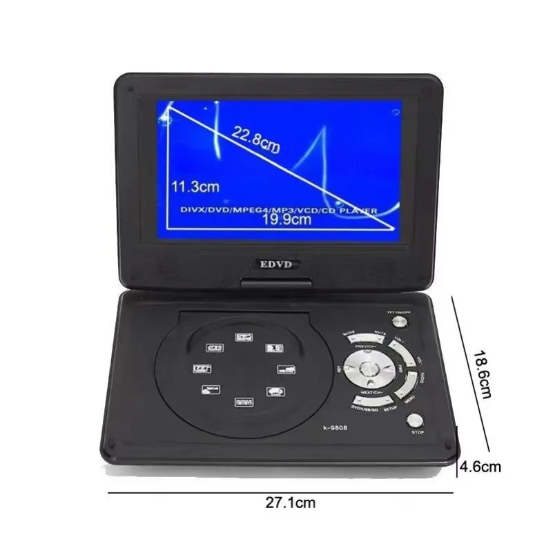 9 Inch Ultra Thin HD Screen Portable DVD Player, UK Plug Ready Stock, Factory Direct Supply Home Disc Media Player