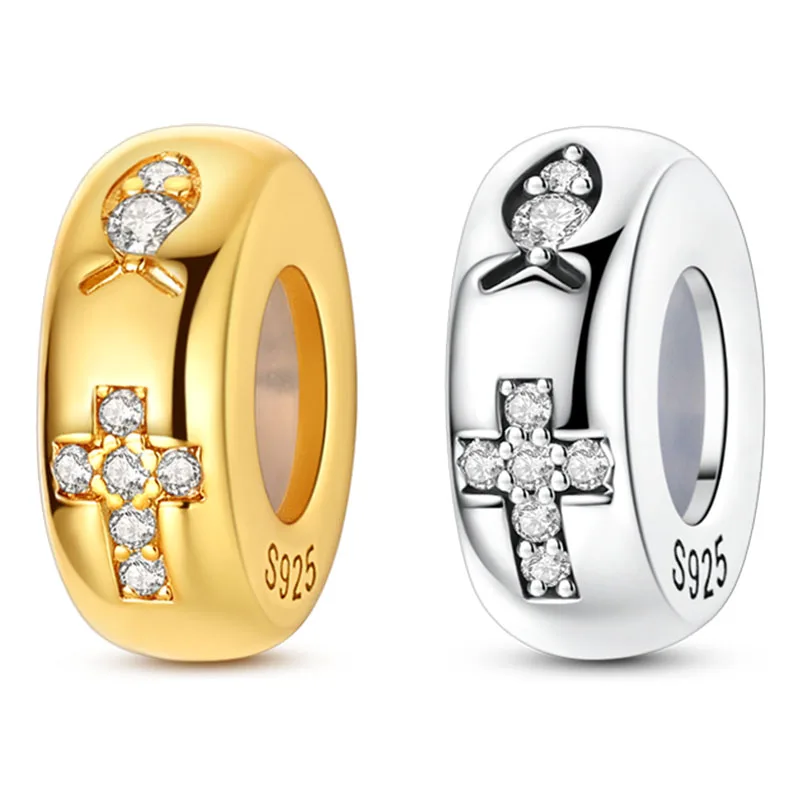 

New 925 Sterling Silver Cross Charms Beads For Women Fit Original Bracelet DIY Birthday Party Jewelry Gifts ﻿