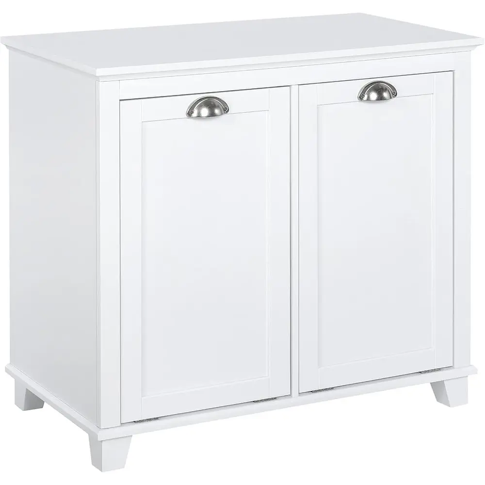 Dual Out Laundry Hamper Cabinet Bathroom Storage Cabinet White | 2-Comparent Hamper, ern, or Washroom
