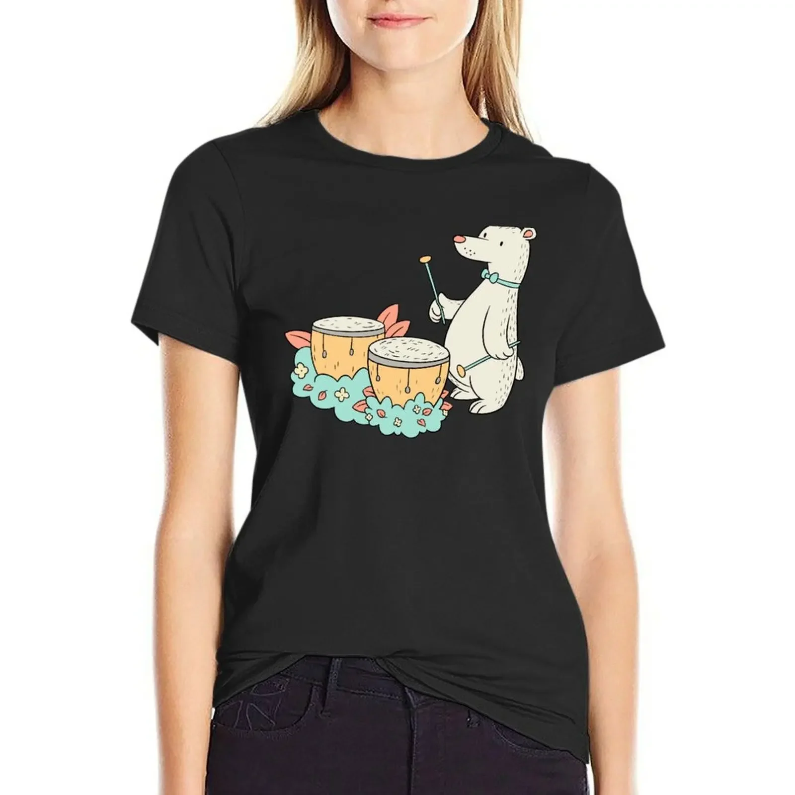 

Timpani Bear T-Shirt plus sizes aesthetic clothes summer top graphics t-shirts for Women loose fit