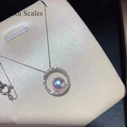 Aurora Brilliant White AKOYA Natural Freshwater Pearl Zircon Ring Pendant Necklace S925 Sterling Silver Fashion Collar Chain