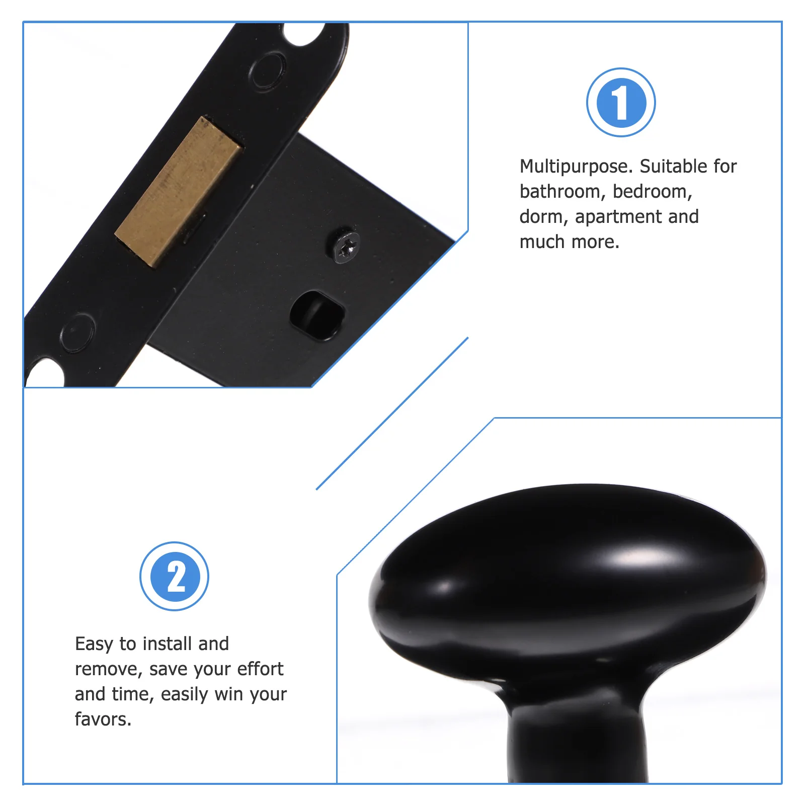 

Stainless Steel Invisible Door Lock Single Sided Deadbolt Smooth Polished Anti Rust Bedroom Bathroom Balcony Toilet Door